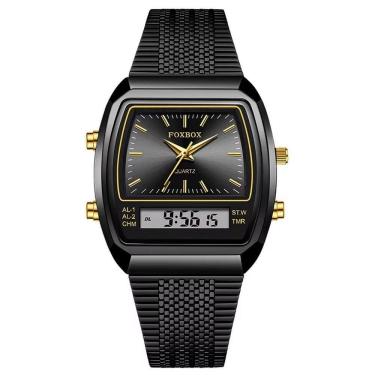 Imagem de Relógio Esportivo Digital à Prova Dágua Em Aço Inoxidavel Masculino Preto Fosco