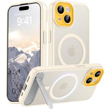 Imagem de AMILIFECASES Capa magnética compatível com iPhone 15, [suporte invisível embutido] [compatível com MagSafe] [proteção total da câmera] Capa de celular fosca translúcida para iPhone 15 de 6,1 polegadas