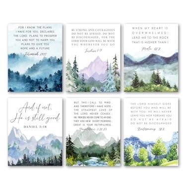 Imagem de Bgohrd Pôster de escrituras cristãs, arte de parede de pintura florestal para decoração de quarto, pôster religioso para casa de fazenda, versículos da Bíblia de Jesus para suprimentos de sala de