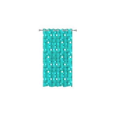 Imagem de Cortina de Box Verde com Visor, PVC, 138x198cm, com Ganchos, Resistente e Antimofo para Banheiro