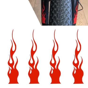 Imagem de Dogary 4 peças de adesivos de chamas de carro, adesivos personalizados refletivos para moldura de espelho retrovisor de capô carlight, acessórios decorativos autoadesivos DIY, universal para a maioria