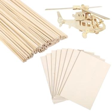 Imagem de LUMINFLY Conjunto de 160 peças de madeira e lençol, varas quadradas de 1/8 e 1/4 polegada para artesanato, folhas de madeira Paulownia para DIY, modelos e marcenaria