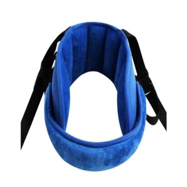 Imagem de Apoio Suporte Cabeça Faixa Ajustável Almofada Alívio Pescoço Assento Carro Viagem Infantil Proteção Bebê Azul