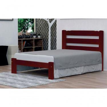 Imagem de Cama de Casal Londres de Madeira Maciça Angelim Pedra Tauari Mogno