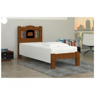 Imagem de Cama de Solteiro Atenas de Madeira Maciça Angelim Pedra Tauari Castanho Preto