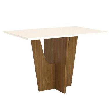 Imagem de Mesa De Jantar Vértice 120 Cm Canto Reto Sem Vidro Nature Off White - Henn