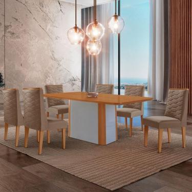 Imagem de Mesa De Jantar Isadora 180cm Tampo Mdf Laminado Veludo Capuccino Off White