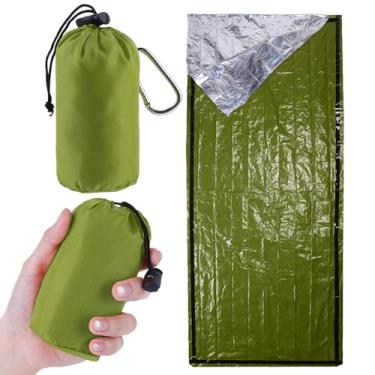 Imagem de Saco de dormir de emergência – Cobertor de emergência portátil para equipamentos de sobrevivência, saco térmico com fivela tipo D, impermeável e leve para acampamento, caminhada, ao ar livre (pacote