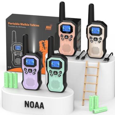 Imagem de Utooby Walkie Talkies Para Adultos, Rádios Bidirecionais De Longo Alcance Para Crianças, Pacote Com 4 Unidades Recarregáveis, Equipamento Para Caminhadas, Acampamentos, Esqui, Cruzeiro Com Lâmpada,