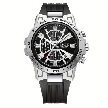 Imagem de Relógio de Quartzo Masculino Pulseira de Silicone com Display Analógico Esportivo Impermeavel