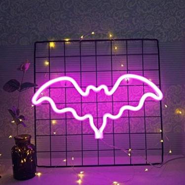 Imagem de Fafeicy Sinais de Néon de Halloween, Luzes de Néon LED de Morcego, Decoração de Parede Exclusiva Alimentada por USB para Quarto de Crianças, Festa e Bar (#2)