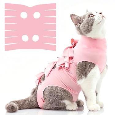 Imagem de LIEVUIKEN Terno de recuperação de gatos anti-lamber, traje de recuperação de cirurgia de gatos, macacão de gatinho feminino após esterilização, alternativa cone de vergonha, roupas cirúrgicas