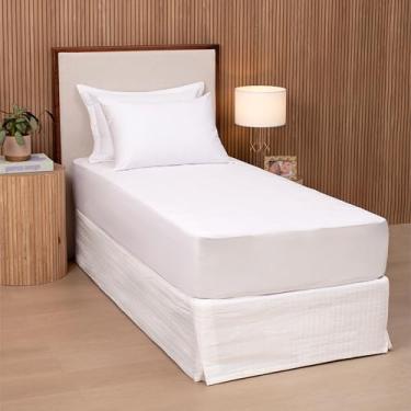 Imagem de Protetor de Colchão Solteiro Capa 100% Impermeável, Malha com Elastico 188x88x35cm, Branco Silencioso