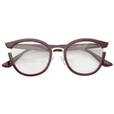Imagem de Armação De Óculos Para Grau Feminina Redonda Home Vinho - Shark Óculos