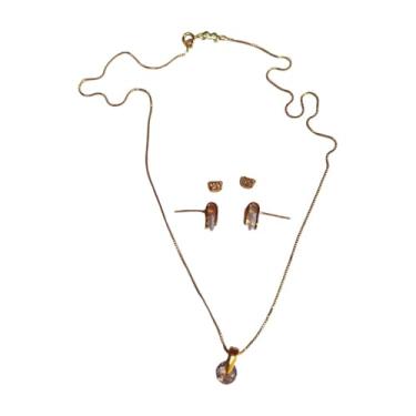 Imagem de Brincos Folheados a Ouro com Pedra, 0,4 cm, Estilo Casual, Correnteprotegida por Verniz Italiano Diamond