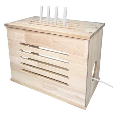 Imagem de Zalumis Caixa para roteador de madeira, caixa de armazenamento para roteador WiFi, 39,9 cm C × 23 cm L × 30 cm A, armário de madeira para roteador WiFi