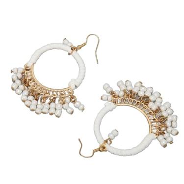 Imagem de Brincos de Borla Frisada, Círculo de Liga Grande Nativo Boêmio Declaração Brincos de Franja Frisada para Mulheres Meninas (ZT172)