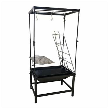 Imagem de Estação Churrasco Fogo De Chão Lareira Grelha Aço E Varal