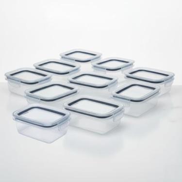 Imagem de Kit 5 Potes de Vidro Retangular com Tampa Hermética 640ml Cor:Azul