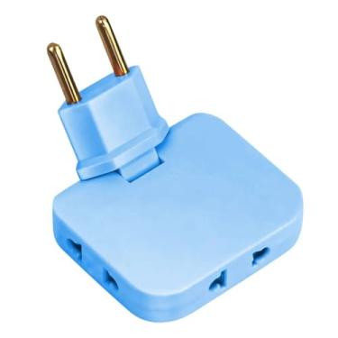 Imagem de Adaptador de Tomada Articulado com 3 Entradas 10A – Plug Dobrável, Compacto, Seguro, Ideal para Casa, Escritório e Viagens, Tomadas para Eletrônicos e Pequenos Eletrodomésticos PREMIUM (Azul)