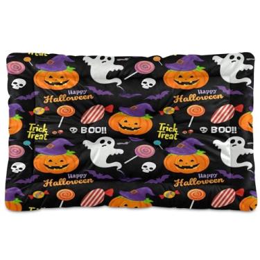 Imagem de SEHANY Cama de Halloween Pumpkins para cães e gatos com fundo antiderrapante, caixa de canil, colchão macio para animais de estimação, lavável para cães pequenos, médios e grandes, gatos, 91 x 61 cm