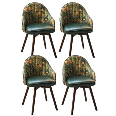 Imagem de HGTRH Cadeira giratória para sala de jantar, poltrona estofada, pernas de madeira, rotação de 360°, cadeira de destaque para quarto, sala de estar, escritório, 4 peças