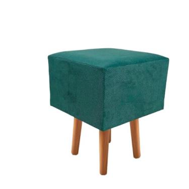 Imagem de Banqueta Quadrada com Pés Removíveis – Estofada em Suede, Ideal para Escrivaninha, Quarto ou Sala, Tipo Puff Decorativo(Verde)
