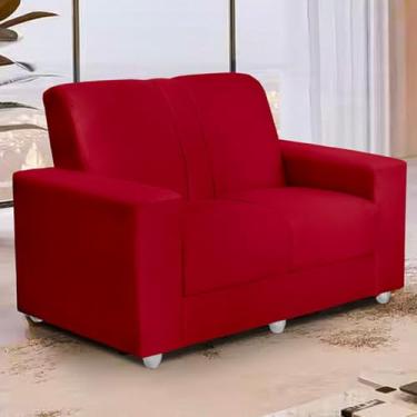 Imagem de Sofá 2 Lugares Suede Confortável Sala de Estar – Estofado Clássico e Elegante (Vermelho)