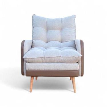 Imagem de Poltrona Inglaterra Reclinável material sintético Chocolate E Linho Be