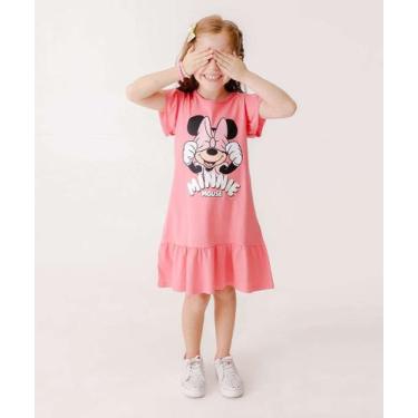 Imagem de Vestido Infantil Babado Minnie Disney Tam 4 a 10-23025, 10, Rosa