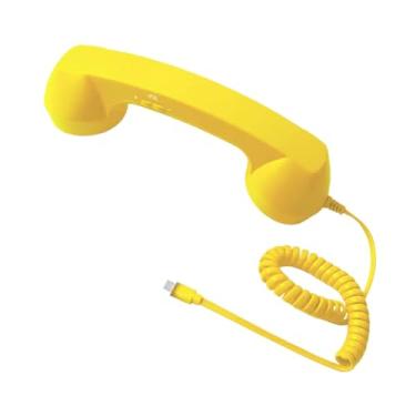 Imagem de MotiveTech Telefone retrô com fone, controles fáceis, design tradicional, microfone e alto-falante para reuniões, videoconferências e chamadas, Amarelo