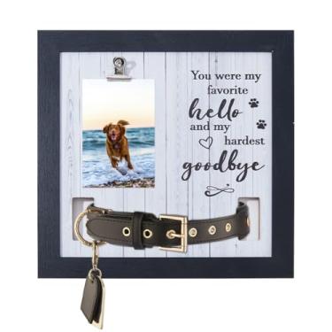 Imagem de DICOSMETIC Porta-retrato memorial para animais de estimação com suporte de coleira 22 x 23 cm moldura de lembrança para animais de estimação perda de animais de estimação falecendo presentes de
