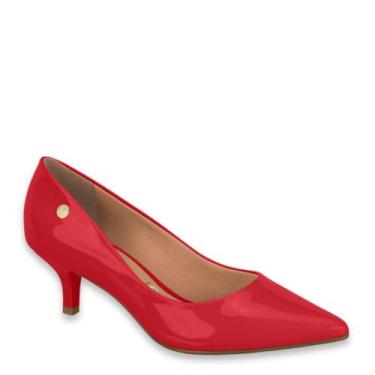 Imagem de Sapato Feminino Scarpin Vizzano Salto Baixo Bico Fino 1122828, Vermelh