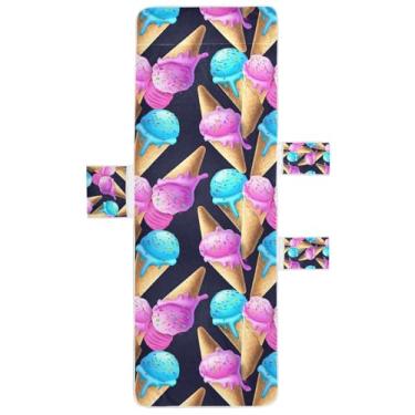 Imagem de STAYTOP Capa de toalha de espreguiçadeira, capa de espreguiçadeira macia de sorvete colorido, capas de cadeira de praia com bolsos para jardim ao ar livre, pátio, pátio, banhos de sol, gramado, 215 x