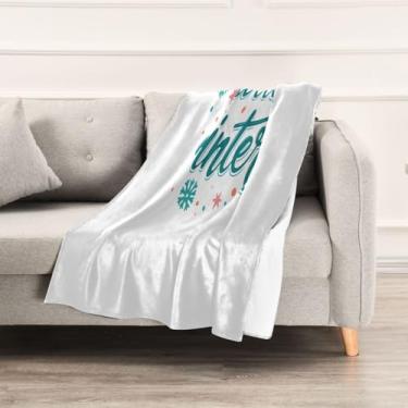 Imagem de Wassud Cobertores e mantas de Natal 152.4 cm x 228.6 cm Hello Winter Pattern Throw Blanket para sofá, cadeira e decoração de casa