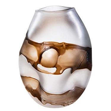 Imagem de YYBOES Vaso de vidro para decoração de vaso de flores, vaso de vidro com textura pintada à mão, moderno, minimalista, arranjo de flores criativo para decoração de sala de estar, vaso de flores