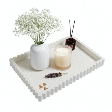 Imagem de Bandeja decorativa quadrada de concreto para decoração de bandeja de mesa de café – Bandeja otomana para sala de estar – Bandejas decorativas – Bandejas decorativas de mesa de centro de mesa de centro
