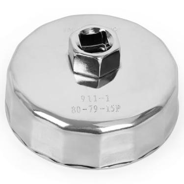 Imagem de Tongze Chave de filtro de óleo de 79-80 mm: ferramenta de remoção de filtro de óleo de 15 canais compatível com Honda S2000 Kia 26300-35503/26300-35504 Wix 51334 PL14459 filtro de óleo (911-1)