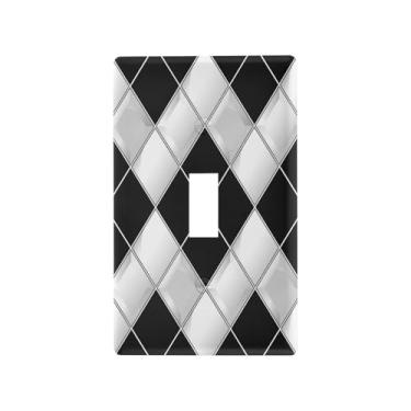 Imagem de Wassud Capa decorativa para interruptor de luz padrão guingão, placa de parede para tomadas elétricas, interruptor único, 11 x 7 cm