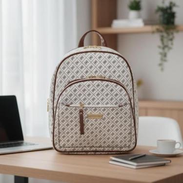 Imagem de Mochila Feminina Estampada Elegante Casual Grande com Bolso Frontal e 