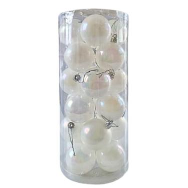 Imagem de Kit 24 Bola De Natal Branca Brilhante Lisa 6cm Pendente Pendurar Enfeite Decoração Natalina Árvore