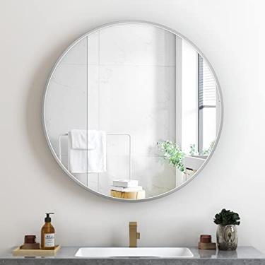 Imagem de Itrue Espelho redondo prateado de 76 cm, espelho circular para parede, espelhos de banheiro para pia, sala de estar, banheiro, penteadeira, entrada, corredor.