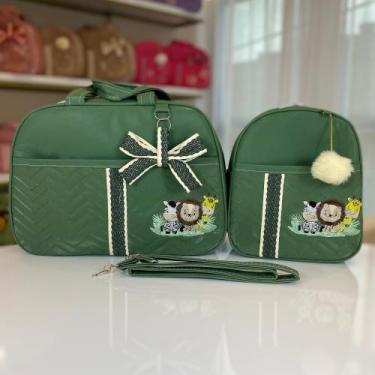 Imagem de Kit Bolsa Maternidade Safári com 2 peças Mochila G+M Menino/Masculino 
