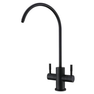 Imagem de ROLYA Torneira de pia de cozinha com filtro de água potável bidirecional de aço inoxidável 304 preta