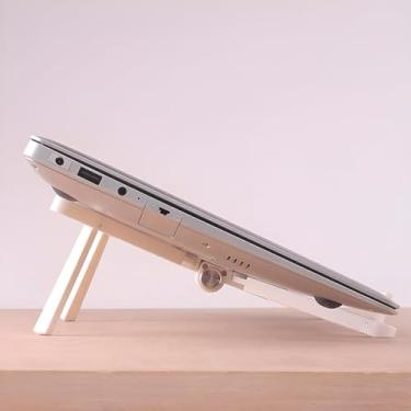 Imagem de Suporte Portátil Dobrável para Notebook e Celular, Plástico e Metal, 18cm x 5cm, Ajustável em Múltiplos Ângulos, Design Ergonômico