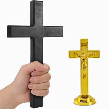 Imagem de XIPENGKEJI Cruz de Madeira para Parede, Decoração de Cruz de Jesus Preta, Decoração de Casa para Salvação Espiritual, Presentes Cristãos