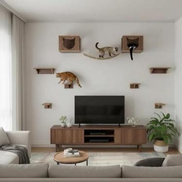 Imagem de Playground Gato 9pçs Premium Super Resistente Montado Suporta 25kg - B