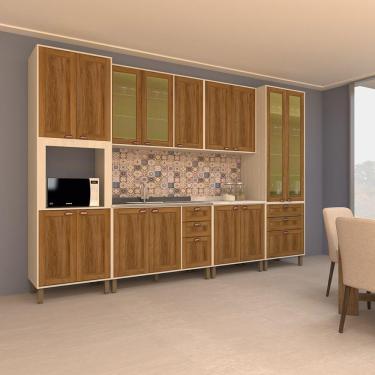 Imagem de Cozinha Modulada Completa Com 6 Peças E Vidro Reflecta Sofia Pátina Com Moscatto