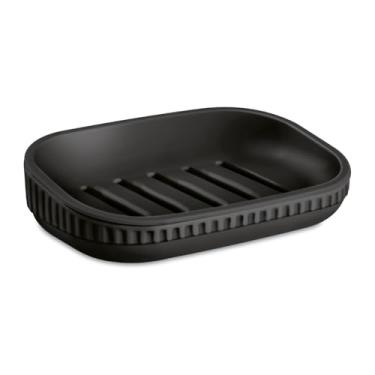 Imagem de Kit 2 Acessórios Lixeira Pequena Pia 1,25L Quadrada e Saboneteira (Preto)