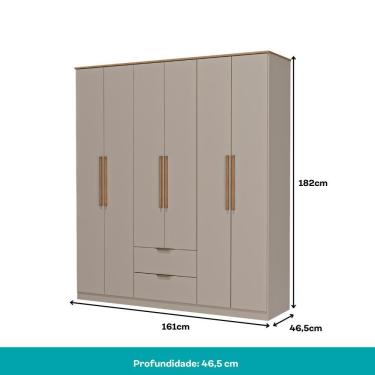 Imagem de Guarda Roupa Casal 6 Portas Milan Carraro Avelã